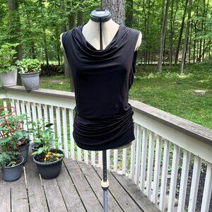 Dana Buchman Women's M Black Sleeveless Drape Neck Top